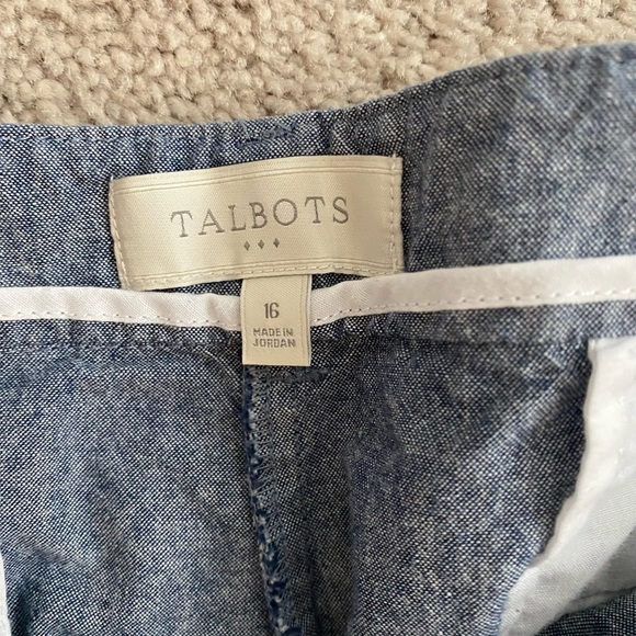 Light Wash Chambray Denim Sailor Pants Cropped Capri Jeans Talbots Size 16 - Picture 4 of 5